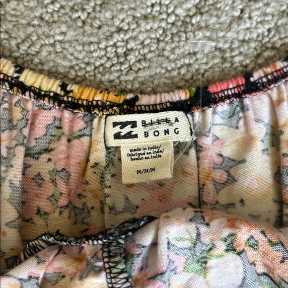 Billabong Get Along Smocked Cropped Top Cotton Pink Floral Juniors' Medium NWOT - Picture 7 of 13